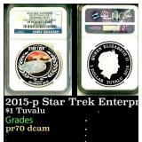 2015-p Star Trek Enterprise NX-01 Colorized 1oz Si
