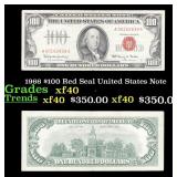 1966 $100 Red Seal United States Note Grades xf