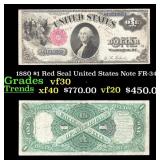 1880 $1 Red Seal United States Note Grades vf++ FR