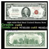 1966 $100 Red Seal United States Note Grades Choic