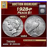 ***Auction Highlight*** 1928-p Peace Dollar $1 ms6