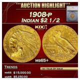 ***Major Highlight*** 1908-p Gold Indian Quarter E
