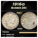 1916-d Barber Quarter 25c Grades Select Unc