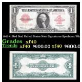 1923 $1 Red Seal United States Note Grades xf Sign