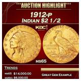***Major Highlight*** 1912-p Gold Indian Quarter E