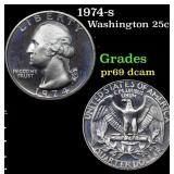 1974-s Proof Washington Quarter 25c Grades GEM++ P