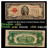 1928D $2 Red Seal United States Note Grades vf+