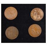 Group of 4 Coins, Great Britain Pennies, 1915, 191