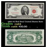 1963 $2 Red Seal United States Note Grades Choice