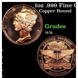 1oz .999 Fine Copper Bullion Round - Mercury Dime