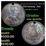 1914A Prussia, German States 3 Marks Silver Grades