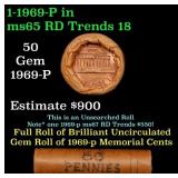BU Shotgun Lincoln 1c roll, 1969-p 50 pcs Bank Wra