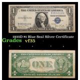 1935D $1 Blue Seal Silver Certificate Grades vf++