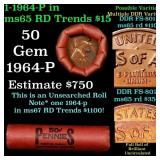 BU Shotgun Lincoln 1c roll, 1964-p 50 pcs Bank Wra