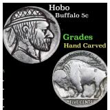 Hobo Buffalo Nickel 5c Grades Hand Carved