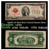 1928G $2 Red Seal United States Note Grades vf++