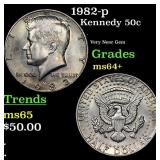 1982-p Kennedy Half Dollar 50c Grades Choice+ Unc