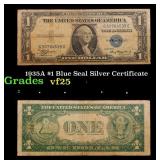 1935A $1 Blue Seal Silver Certificate Grades vf+