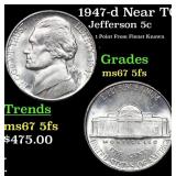 1947-d Jefferson Nickel Near TOP POP! 5c Graded ms