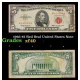 1963 $5 Red Seal United States Note Grades xf