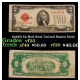 1928D $2 Red Seal United States Note Grades vf+