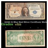 1935G $1 Blue Seal Silver Certificate Grades vf+ M
