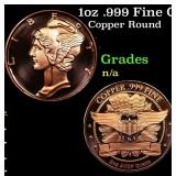 1oz .999 Fine Copper Bullion Round - Mercury Dime