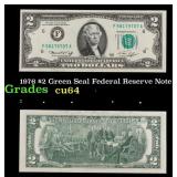 1976 $2 Green Seal Federal Reserve Note Grades Cho