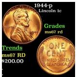 1944-p Lincoln Cent 1c Grades GEM++ Unc RD