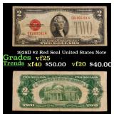 1928D $2 Red Seal United States Note Grades vf+
