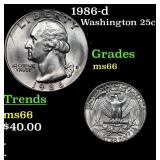 1986-d Washington Quarter 25c Grades GEM+ Unc
