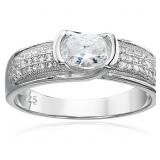 Decadence Sterling SIlver Oval Channel Set Ring Si