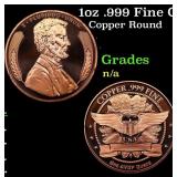 1oz .999 Fine Copper Bullion Round - Lincoln Penny