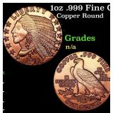 1oz .999 Fine Copper Bullion Round - Indian Gold C
