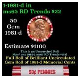 BU Shotgun Lincoln 1c roll, 1981-d 50 pcs Bank Wra