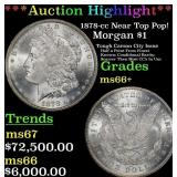 1878-cc Morgan Dollar Near Top Pop! $1 ms66+ SEGS