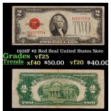 1928F $2 Red Seal United States Note Grades vf+