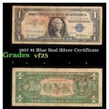 1957 $1 Blue Seal Silver Certificate Grades vf+