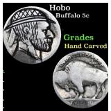Hobo Buffalo Nickel 5c Grades Hand Carved