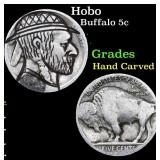 Hobo Buffalo Nickel 5c Grades Hand Carved