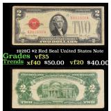 1928G $2 Red Seal United States Note Grades vf++