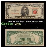 1963 $5 Red Seal United States Note Grades vf++