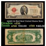 1928G $2 Red Seal United States Note Grades vf++