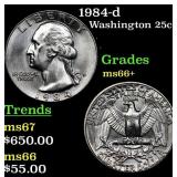 1984-d Washington Quarter 25c Grades GEM++ Unc