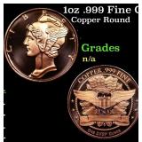 1oz .999 Fine Copper Bullion Round - Mercury Dime