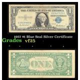 1957 $1 Blue Seal Silver Certificate Grades vf+