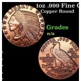 1oz .999 Fine Copper Bullion Round - Indian Gold C