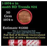 BU Shotgun Lincoln 1c roll, 1974-s 50 pcs Bank Wra