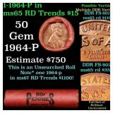 BU Shotgun Lincoln 1c roll, 1964-p 50 pcs Bank Wra