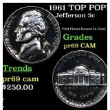 1961 Proof Jefferson Nickel TOP POP! 5c Graded pr6